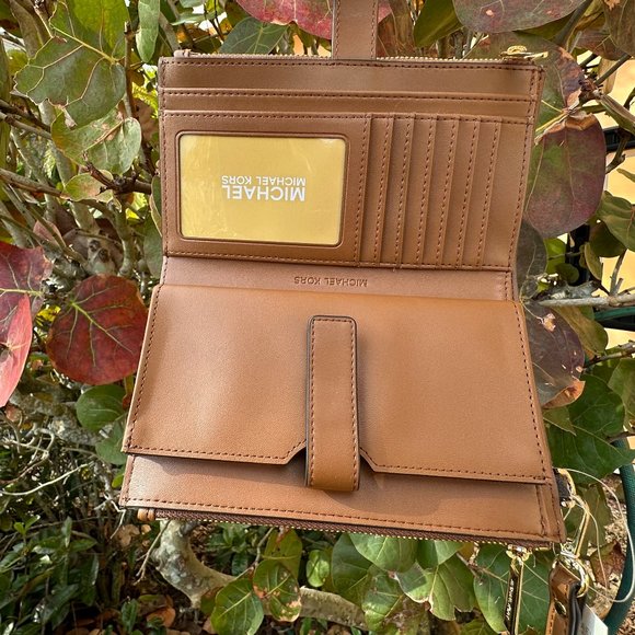 Michael Kors Jet Set Large Front Pocket Tote Bag + Double Zip Wallet MK Brown - Picture 15 of 16